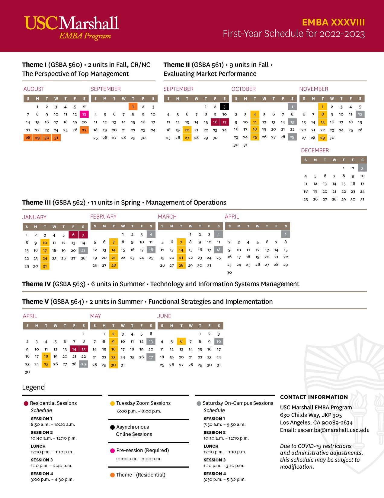 First-Year Schedule