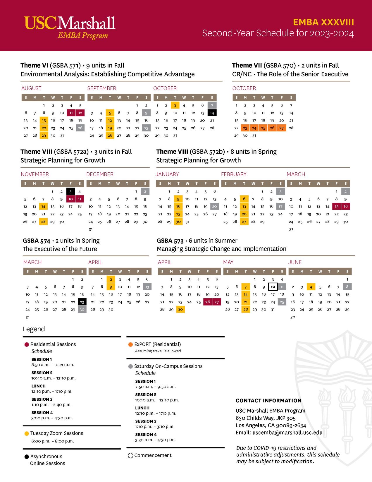 Second-Year Schedule
