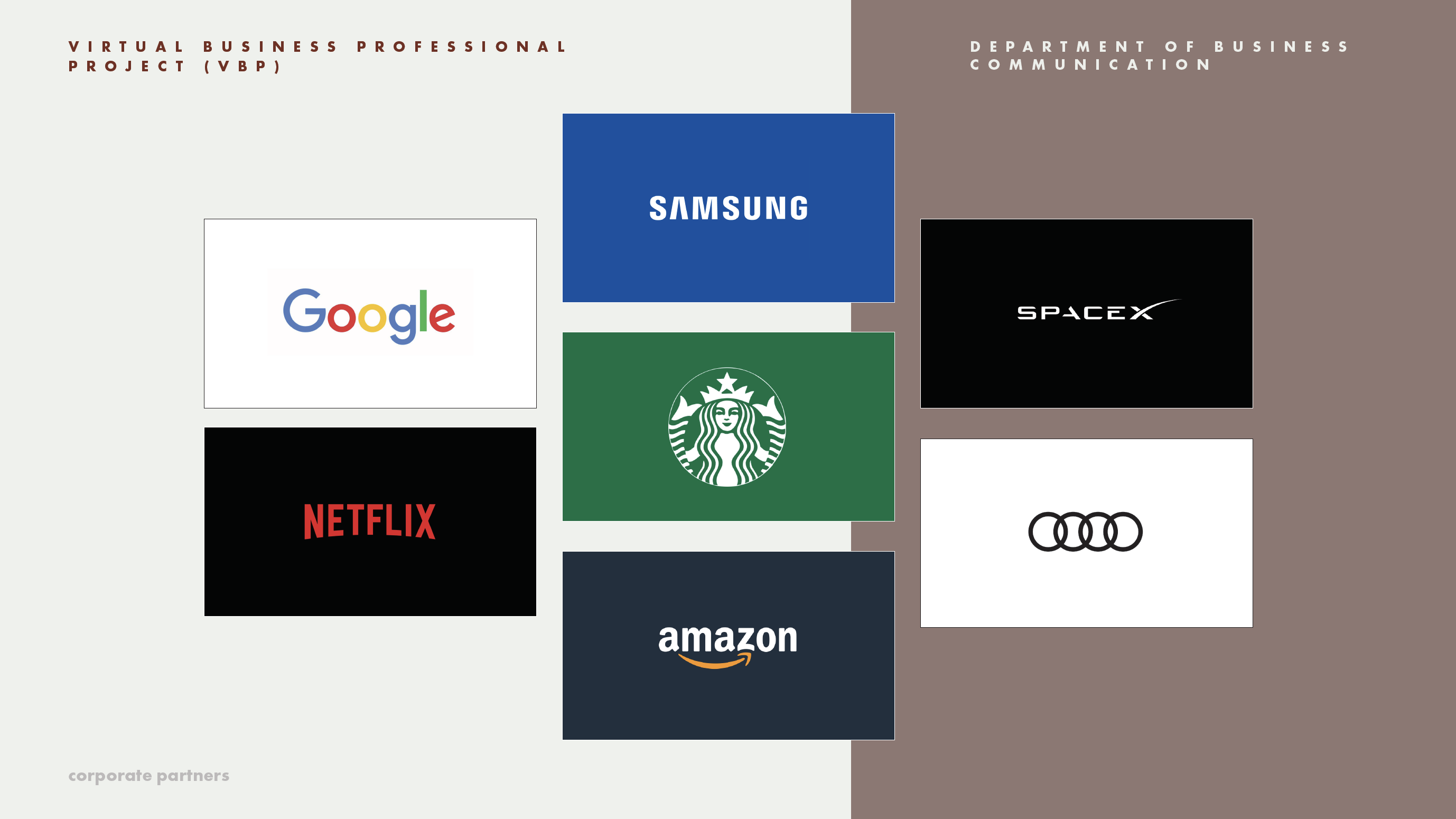 logos of google, amazon, audi and starbucks
