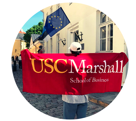 Student with Marshall Flag
